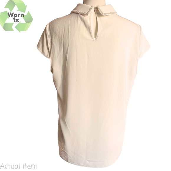 ๐ Catherine Malandrino Pearl Embellished Collared Shirt Blouse Size Large ๐๐ค - Picture 3 of 7